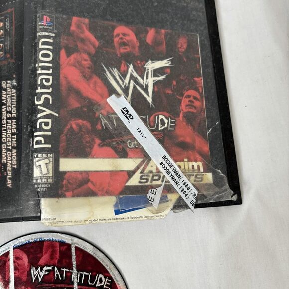 WWF WF Attitude (Sony PlayStation 1, 1999) PS1 Disc Only Blockbuster Case Insert - Picture 3 of 7